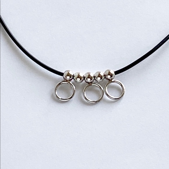 Sterling Silver Black Soft Rubber Chain Necklace - Picture 2 of 5